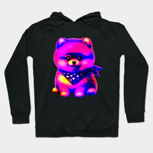 Blue Magenta Yellow Pomeranian Puppy Hoodie